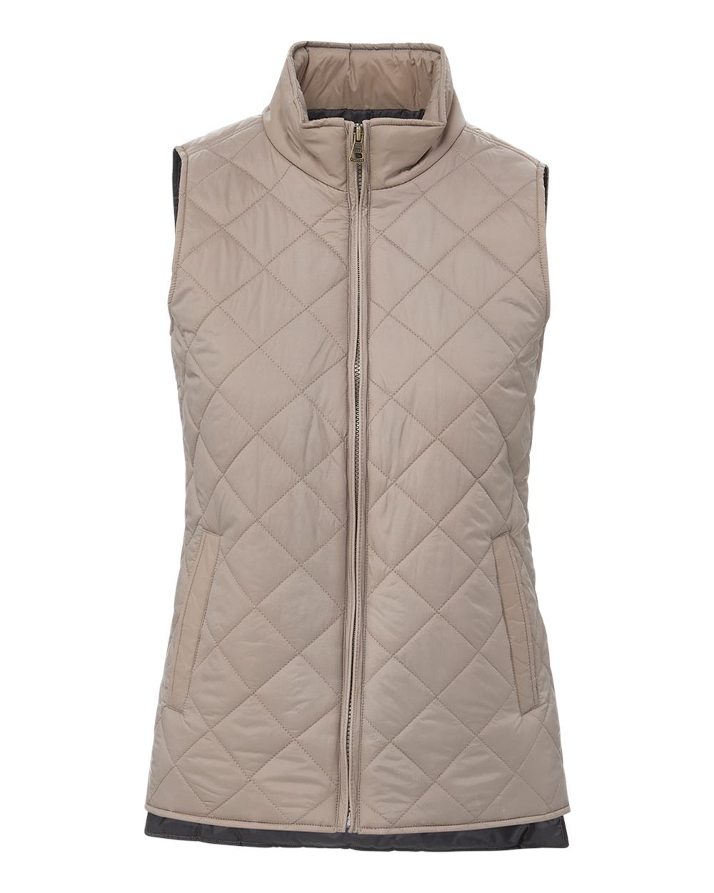 Women's Vintage Diamond Quilted Vest - Front - B09552023 - Driftwood