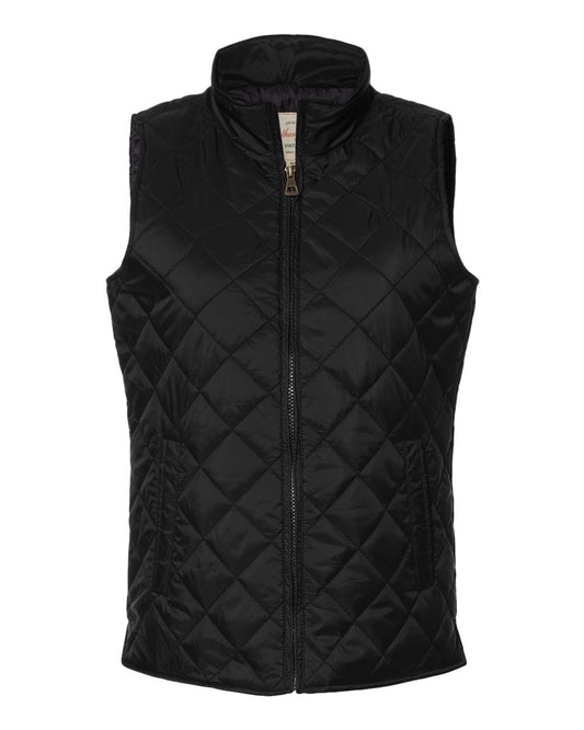 Women's Vintage Diamond Quilted Vest - Front - B09552503 - Black