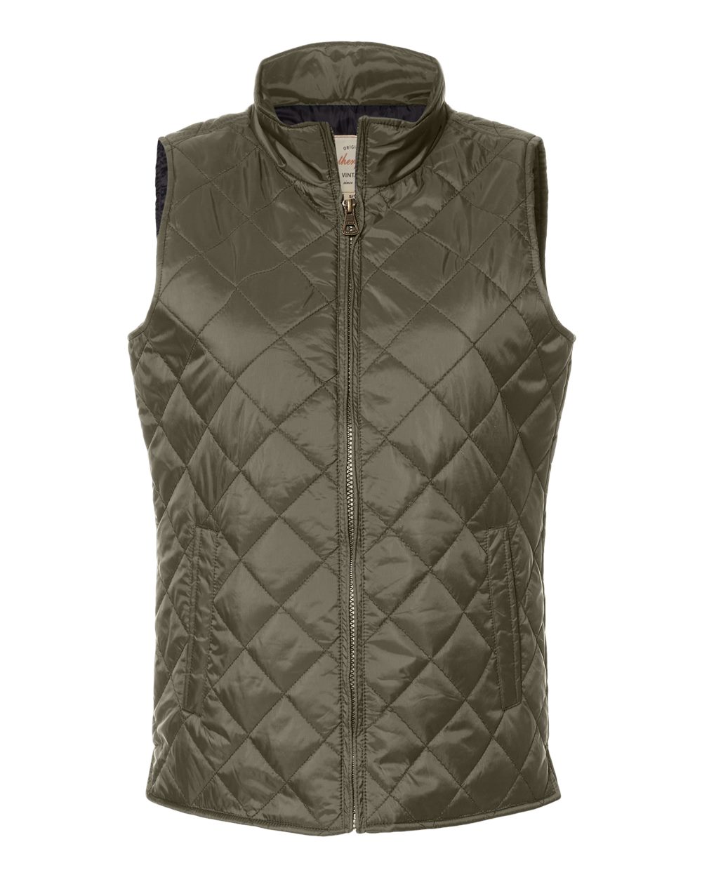 Women's Vintage Diamond Quilted Vest - Front - B09552543 - Rosin