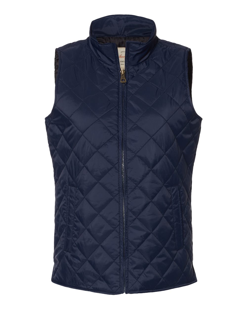 Women's Vintage Diamond Quilted Vest - Front - B09552653 - Navy