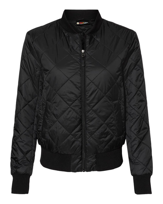 Women's HeatLast™ Quilted Packable Bomber - Front - B06652503 - Black