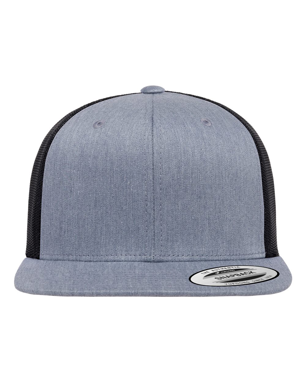 Retro High Profile Trucker Cap - Front - B33995090 - Heather Grey/ Black