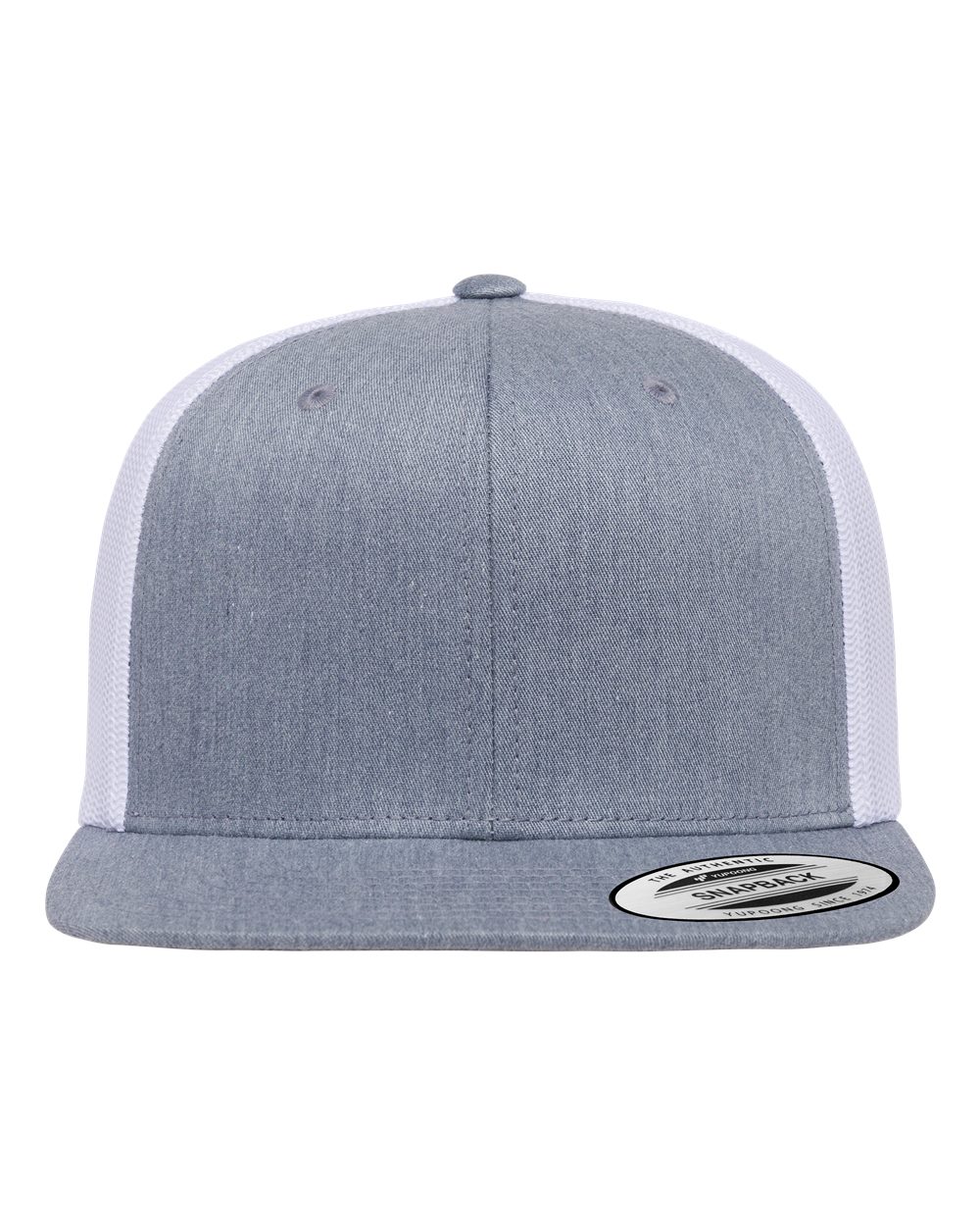 Retro High Profile Trucker Cap - Front - B33995120 - Heather Grey/ White