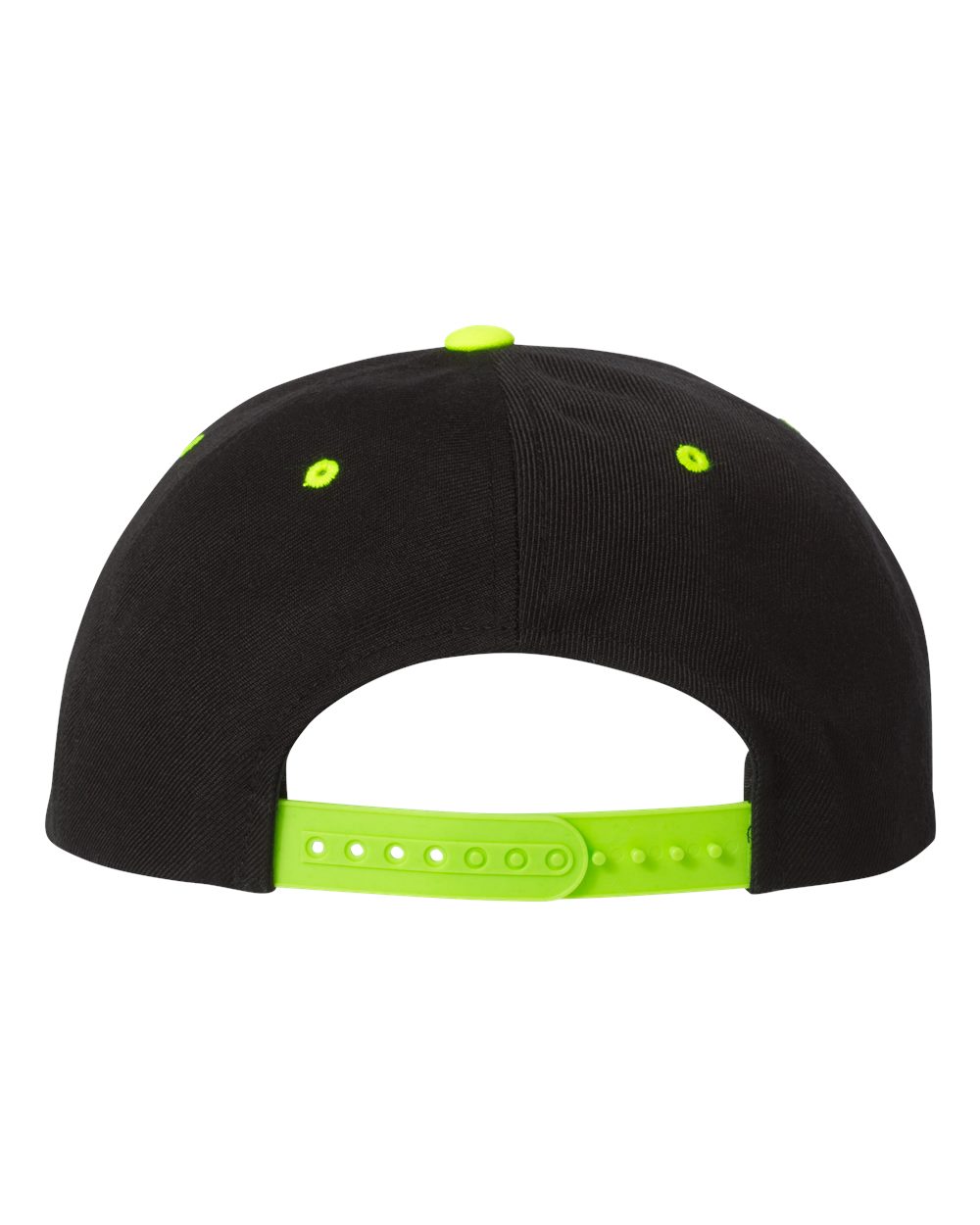Premium Flat Bill Snapback Cap - Back - B76095160 - Black/ Neon Green