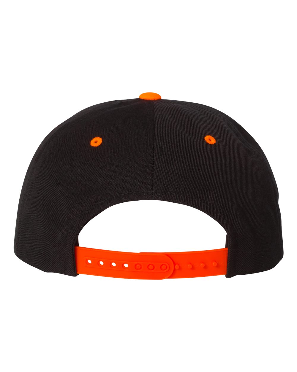 Premium Flat Bill Snapback Cap - Back - B76095180 - Black/ Neon Orange