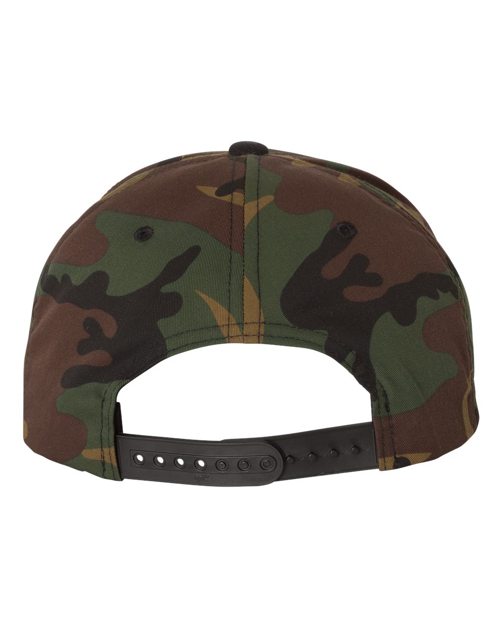 Premium Flat Bill Snapback Cap - Back - B76095480 - Camo/ Black