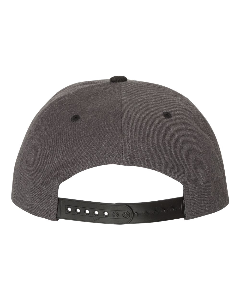Premium Flat Bill Snapback Cap - Back - B76095510 - Dark Heather/ Black