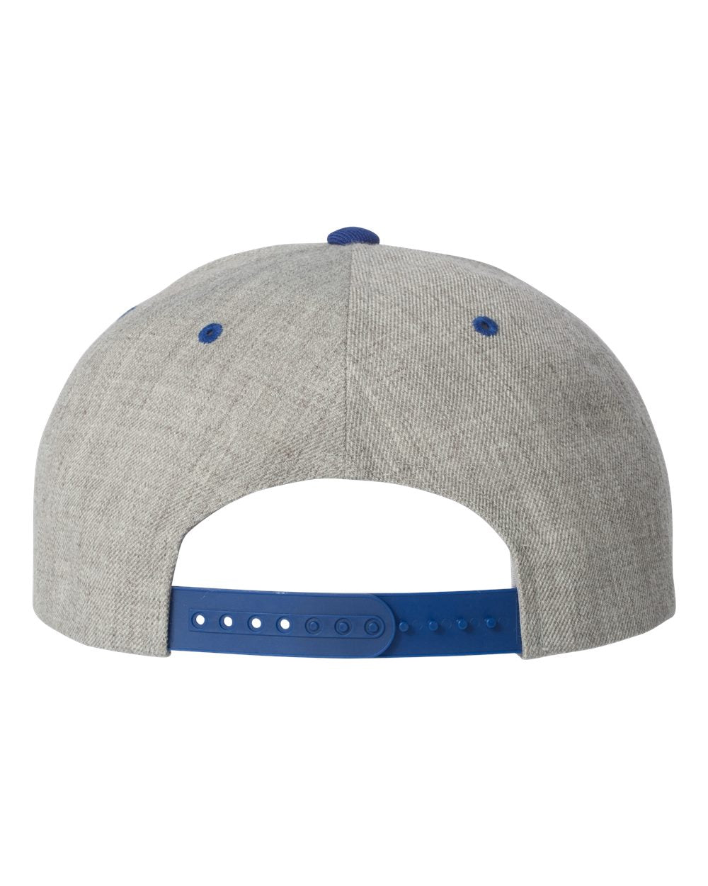 Premium Flat Bill Snapback Cap - Back - B76095780 - Heather Grey/ Royal