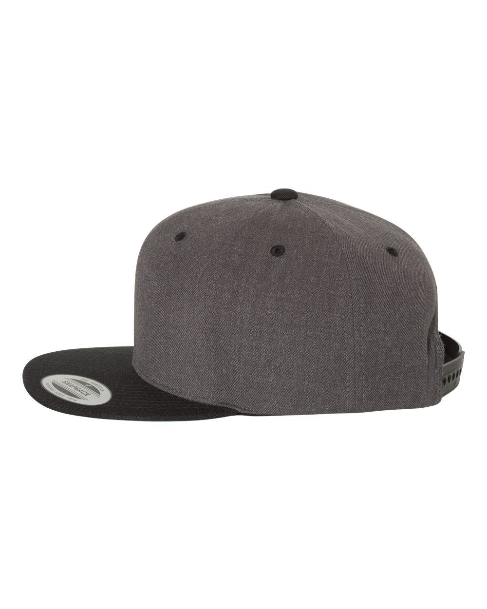 Premium Flat Bill Snapback Cap - DirectSide - B76095510 - Dark Heather/ Black