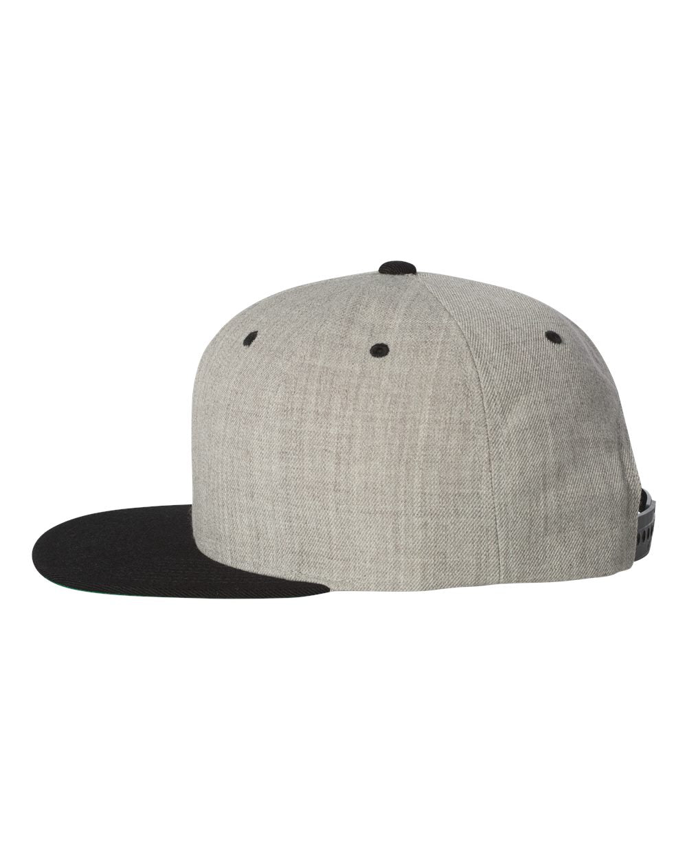 Premium Flat Bill Snapback Cap - DirectSide - B76095590 - Heather/ Black