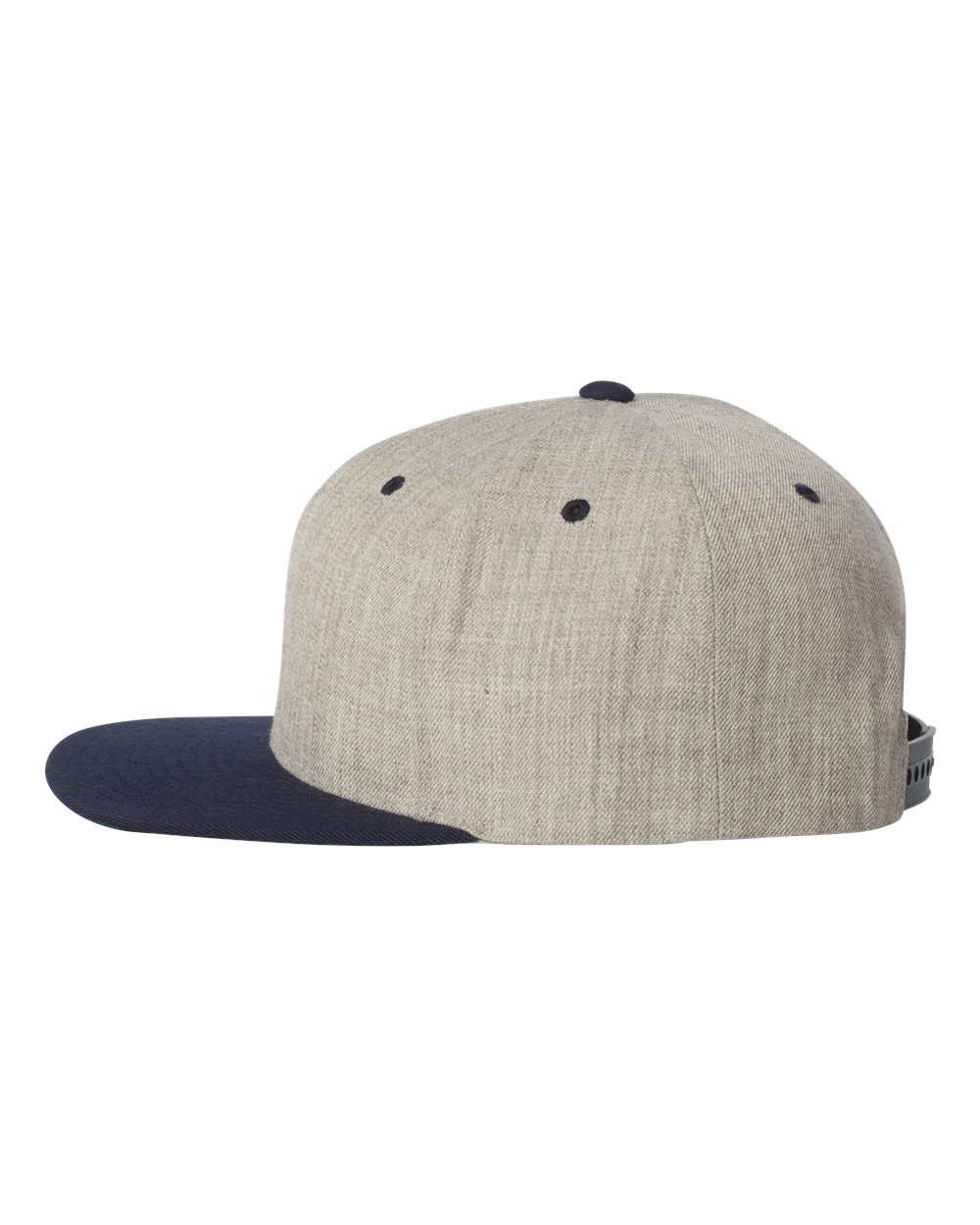 Premium Flat Bill Snapback Cap - DirectSide - B76095620 - Heather Grey/ Navy