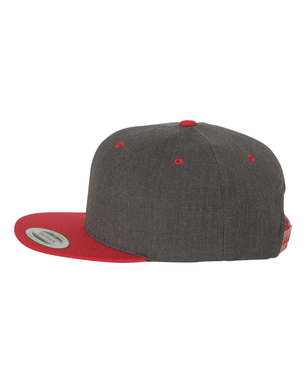 Premium Flat Bill Snapback Cap - DirectSide - B76095710 - Dark Heather/ Red