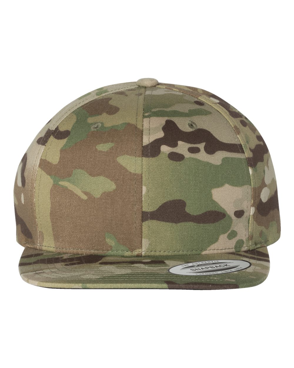 Premium Flat Bill Snapback Cap - Front - B76095600 - Multicam Green