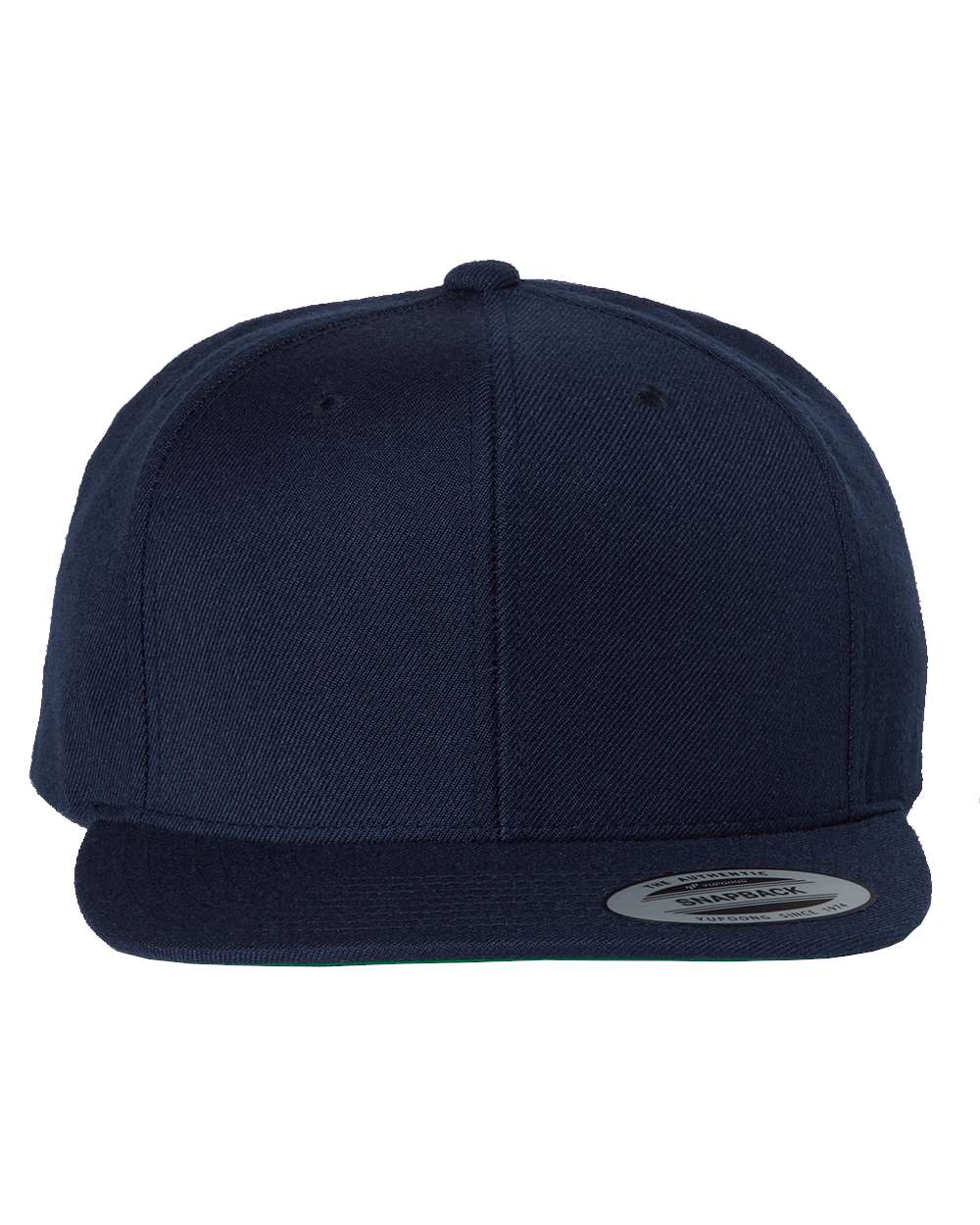 Premium Flat Bill Snapback Cap - Front - B76095650 - Navy