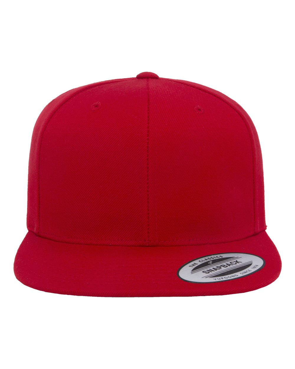 Premium Flat Bill Snapback Cap - Front - B76095700 - Red