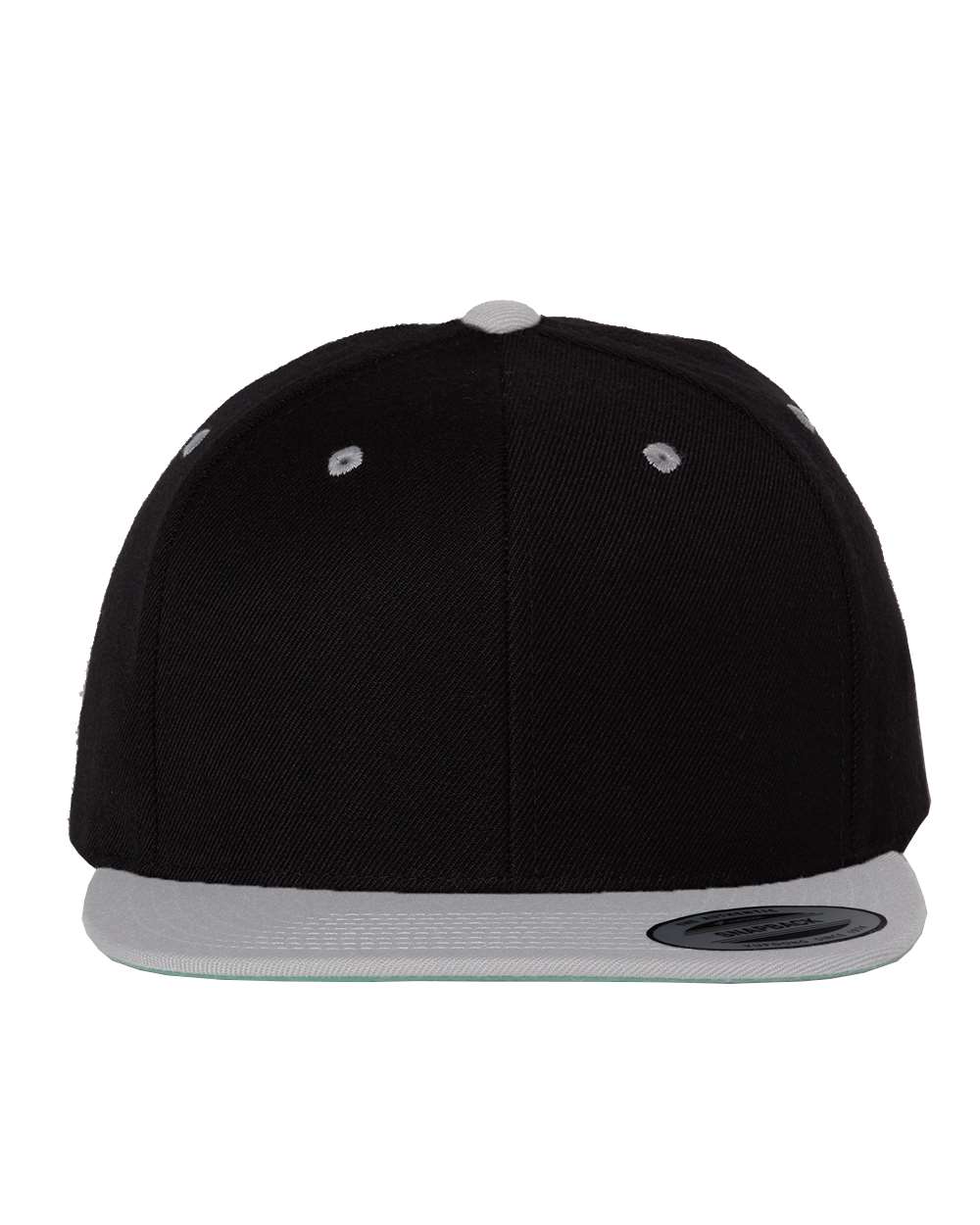 Premium Flat Bill Snapback Cap - Front - B76095900 - Black/ Silver