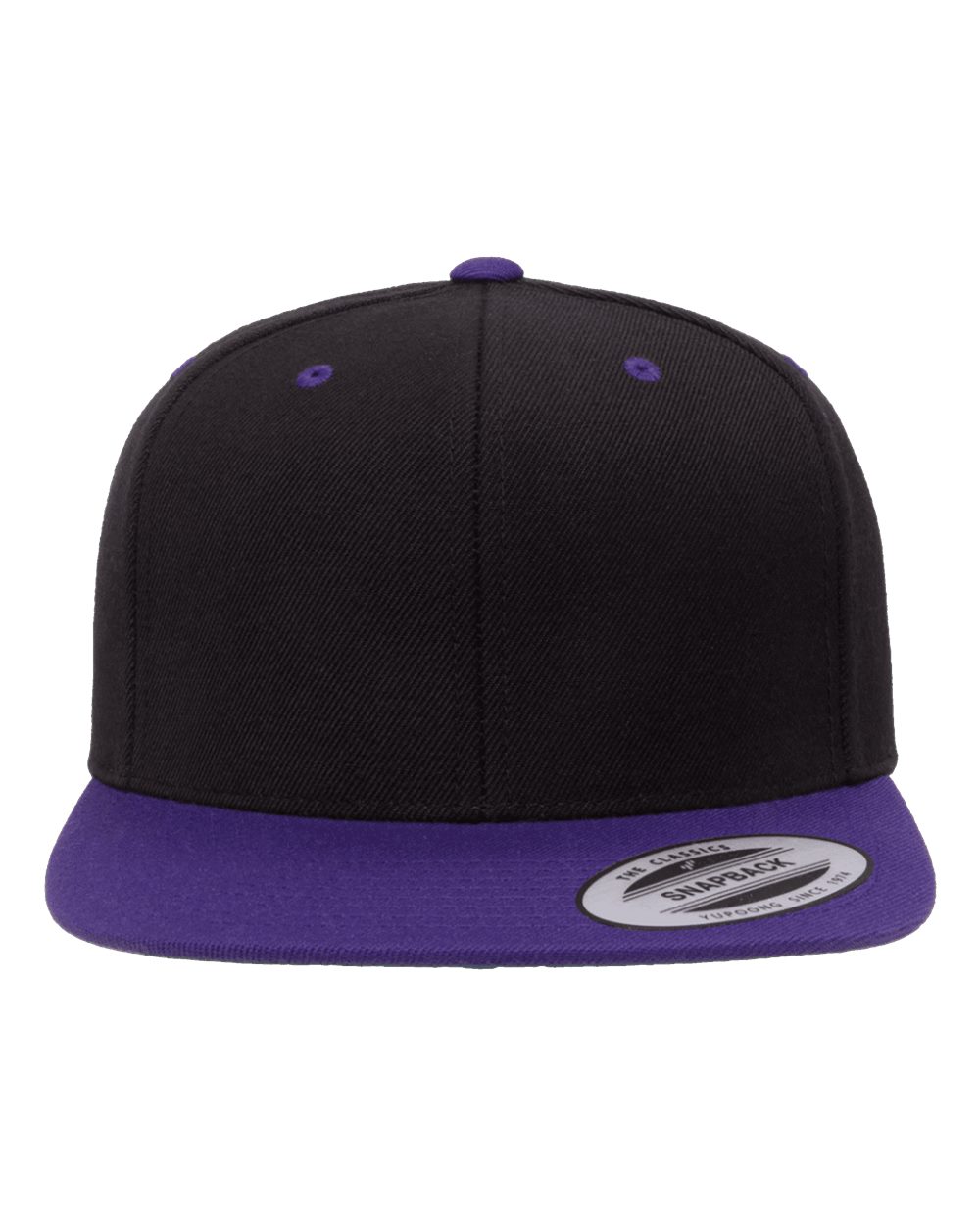 Premium Flat Bill Snapback Cap - Front - B76095910 - Black/ Purple