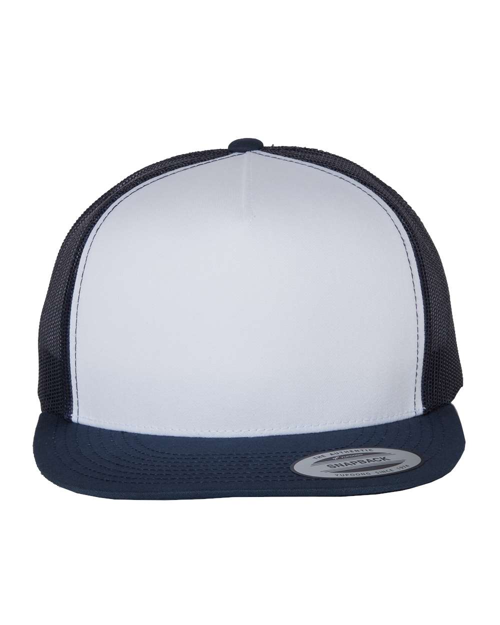 Five-Panel Classic Trucker Cap - Front - B61595630 - Navy/ White/ Navy