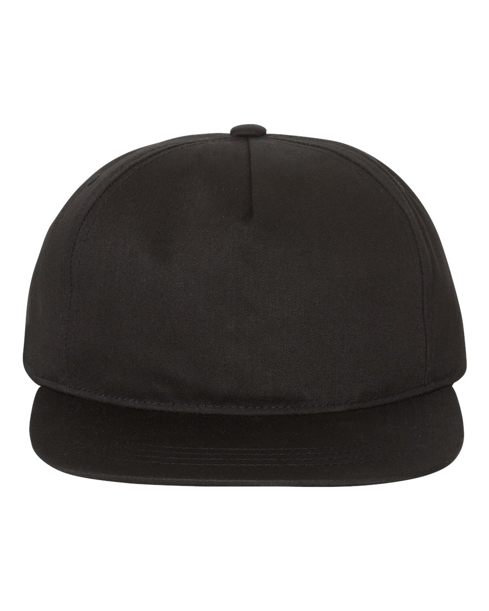 Lightly-Structured Five-Panel Snapback Cap - Front - B44495500 - Black