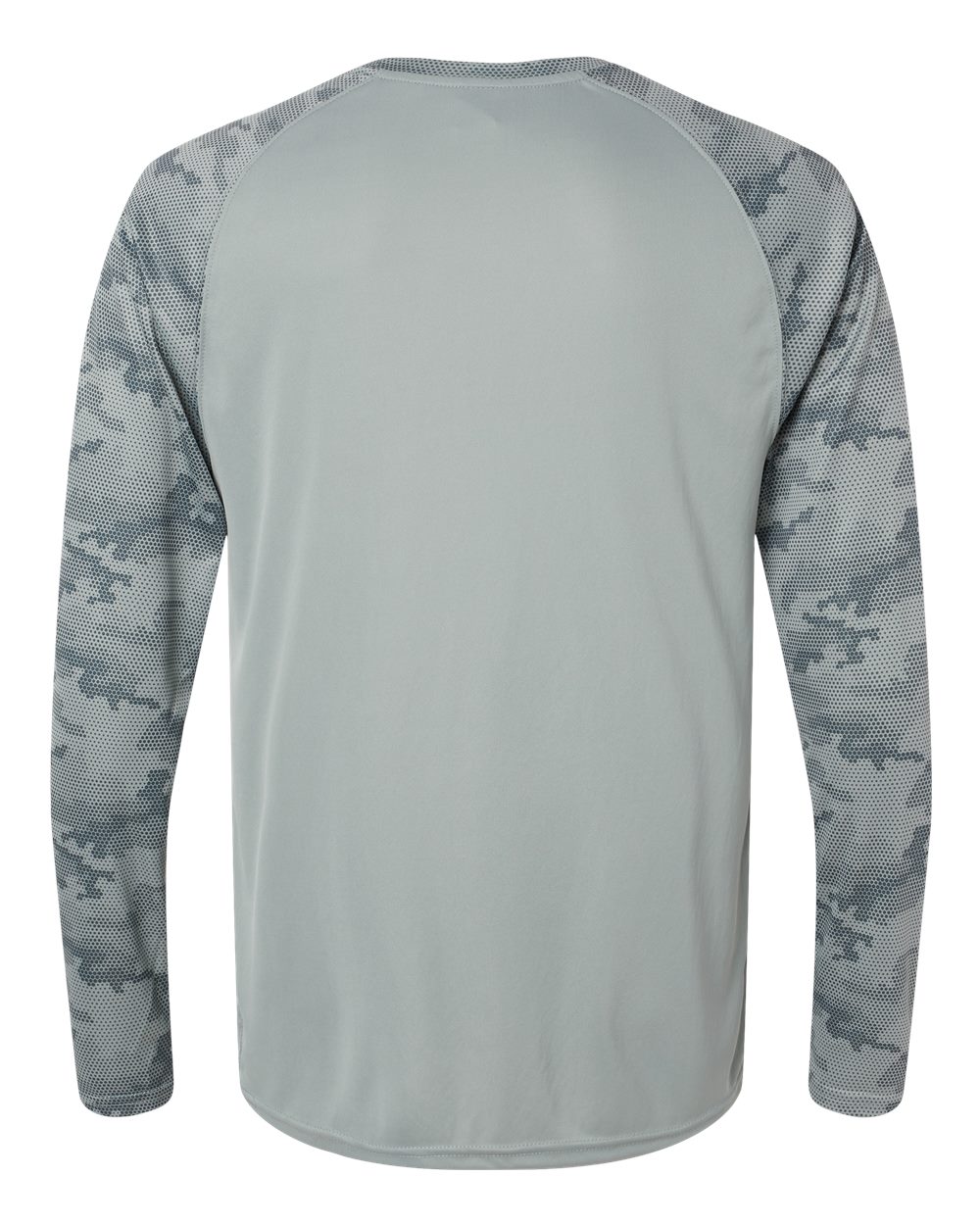 Unisex Cayman Performance Camo Colorblocked Long Sleeve T-Shirt - Back - B10371092 - Medium Grey