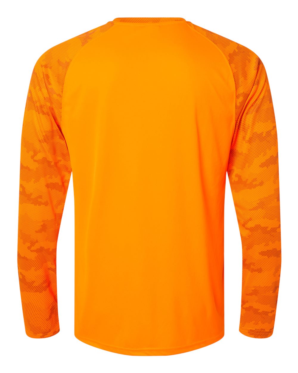 Unisex Cayman Performance Camo Colorblocked Long Sleeve T-Shirt - Back - B10371662 - Neon Orange