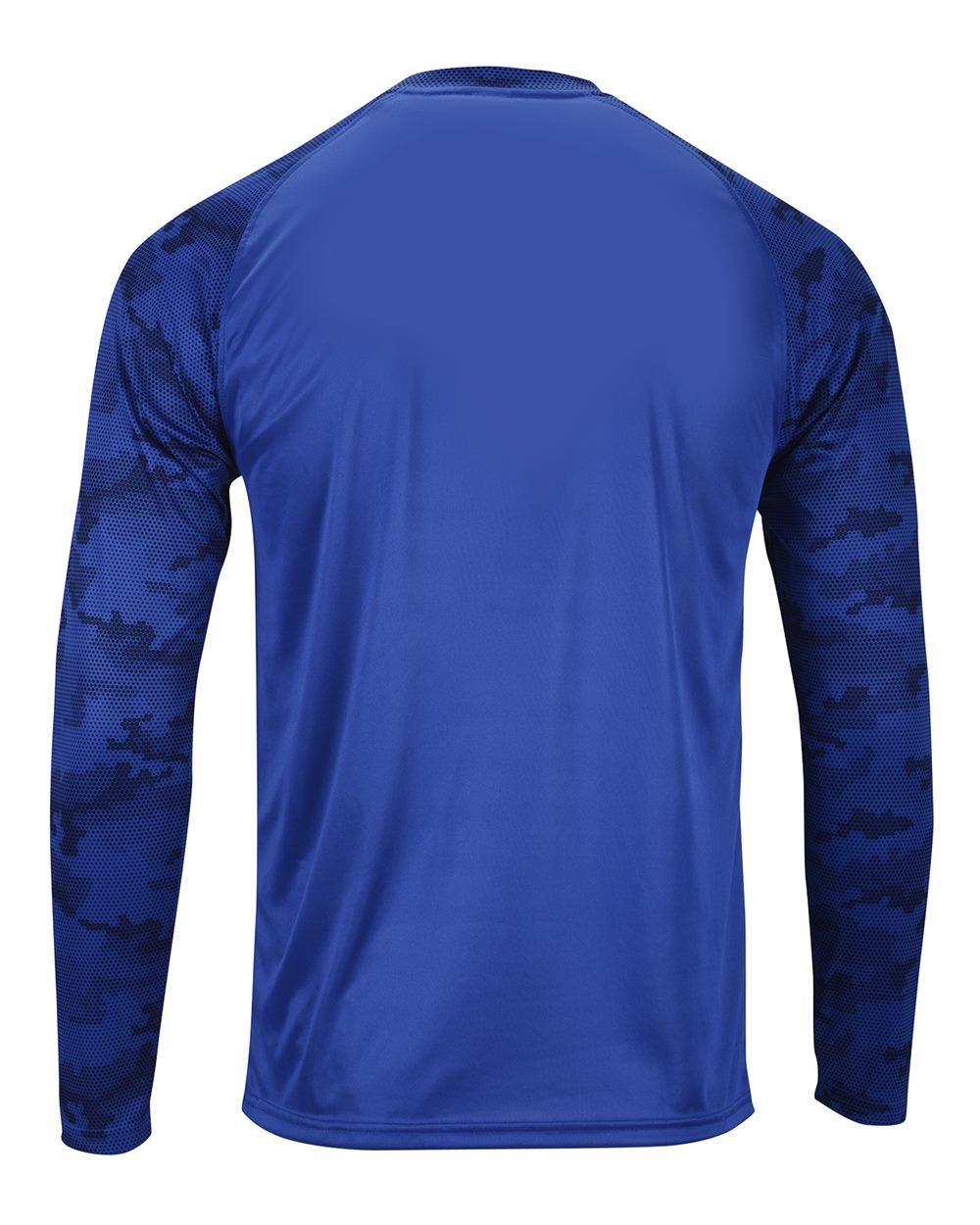 Unisex Cayman Performance Camo Colorblocked Long Sleeve T-Shirt - Back - B10371752 - Royal