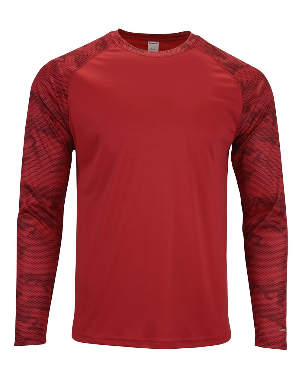 Unisex Cayman Performance Camo Colorblocked Long Sleeve T-Shirt - Front - B10371702 - Red