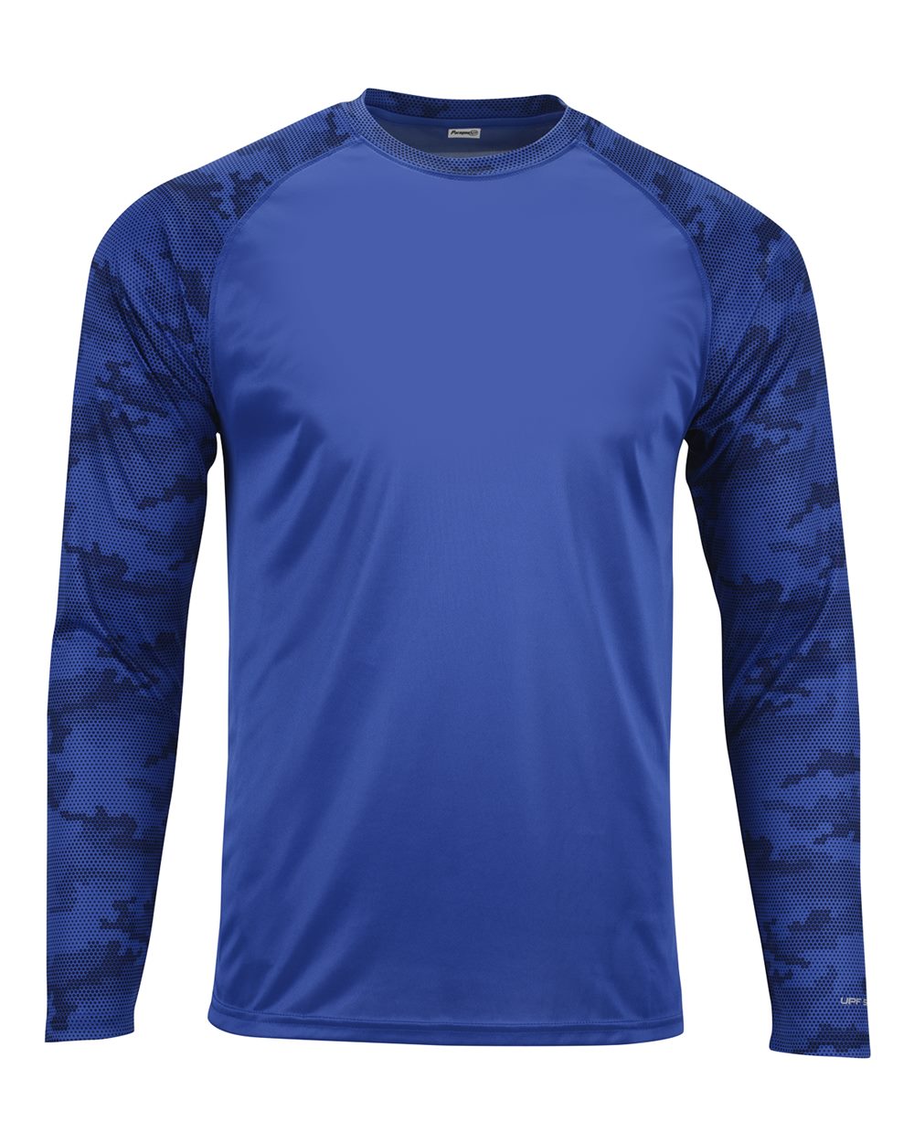 Unisex Cayman Performance Camo Colorblocked Long Sleeve T-Shirt - Front - B10371752 - Royal