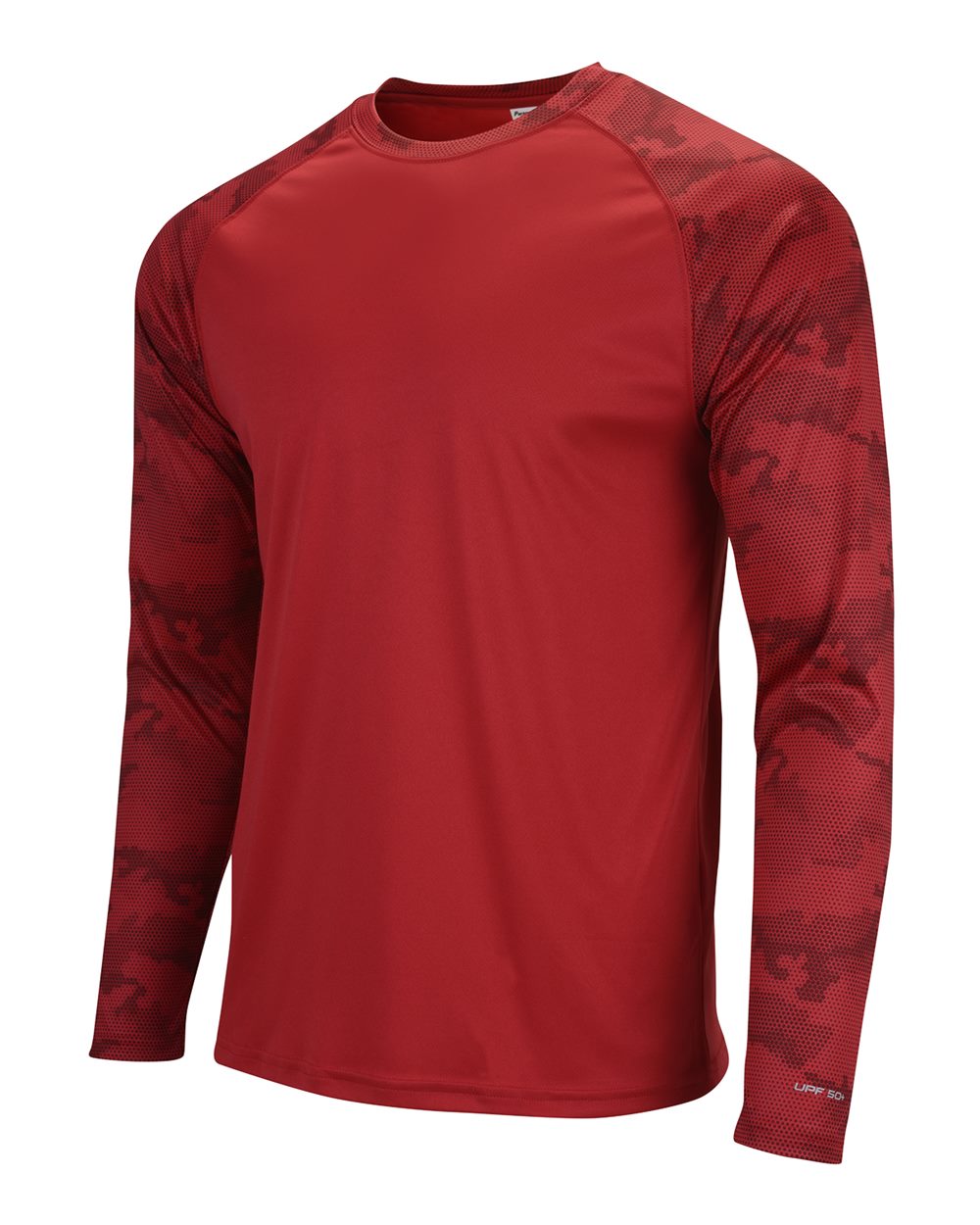 Unisex Cayman Performance Camo Colorblocked Long Sleeve T-Shirt - Side - B10371702 - Red