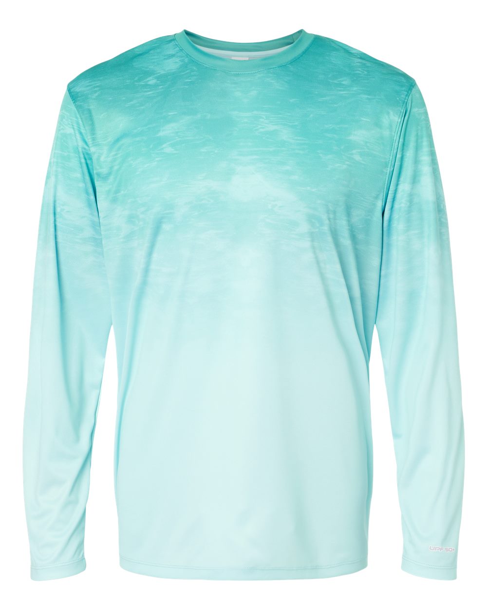 Unisex Montauk Oceanic Fade Performance Long Sleeve T-Shirt - Front - B10871172 - Aqua Fade