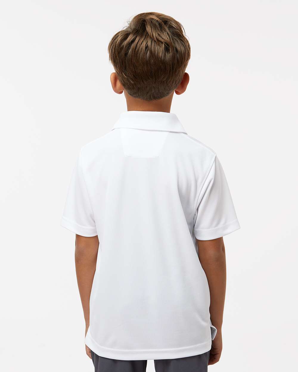 Youth Saratoga Performance Mini Mesh Polo - OnModelBack - B11171002 - White