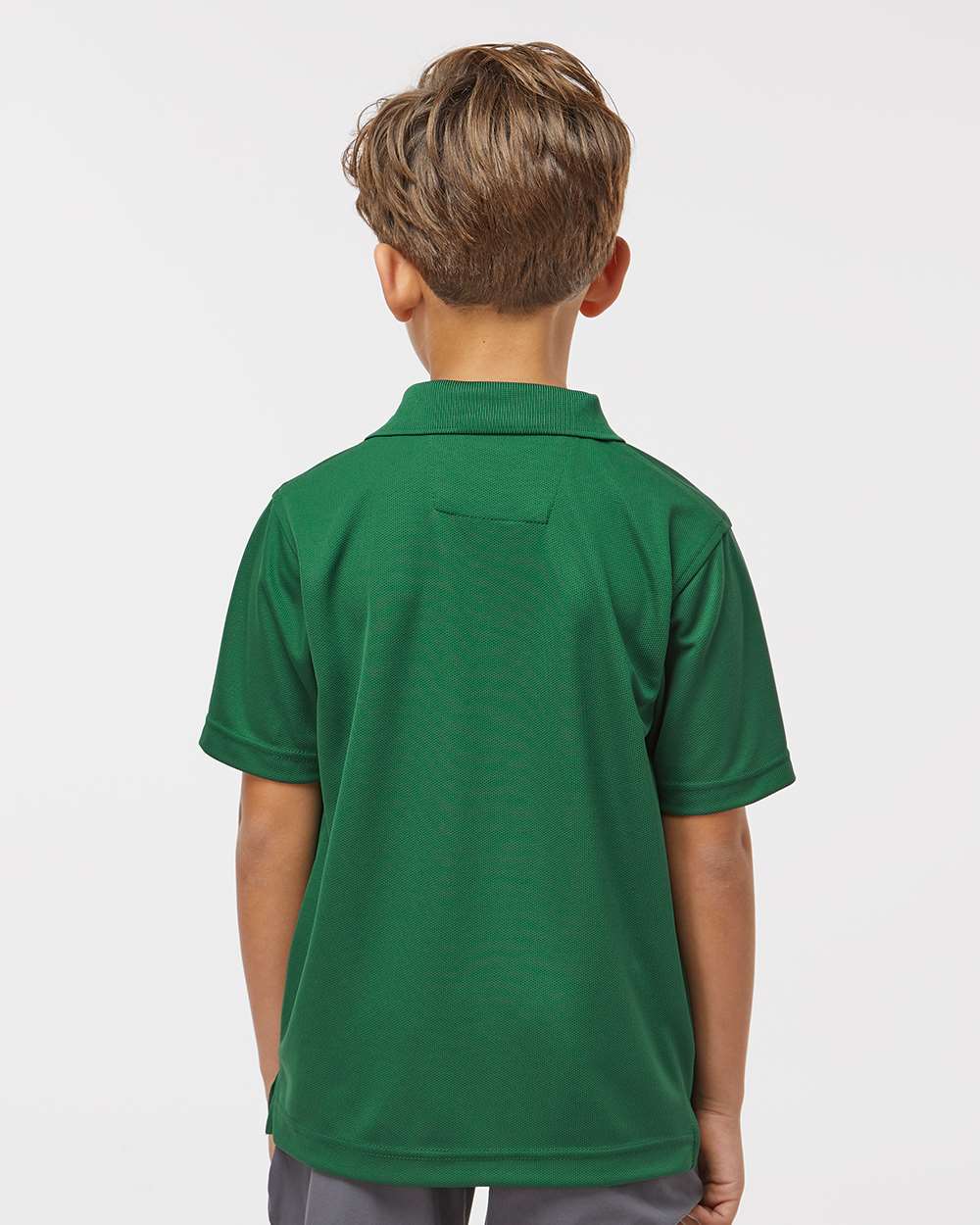 Youth Saratoga Performance Mini Mesh Polo - OnModelBack - B11171542 - Hunter Green