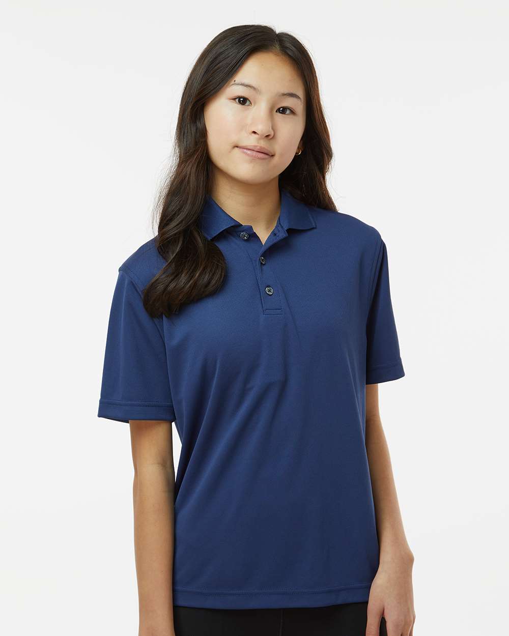 Youth Saratoga Performance Mini Mesh Polo - OnModelFront - B11171652 - Navy