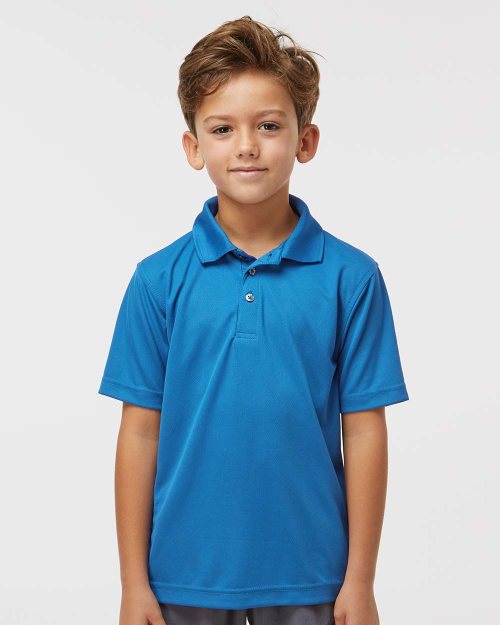 Youth Saratoga Performance Mini Mesh Polo - OnModelFront - B11171762 - Turquoise
