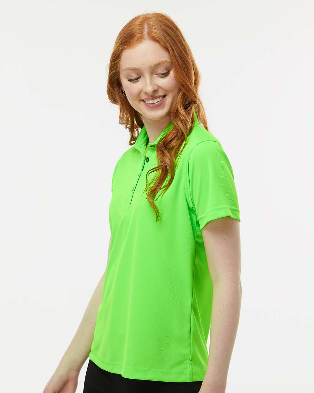 Women's Saratoga Performance Mini Mesh Polo - OnModelSide - B11271102 - Neon Lime