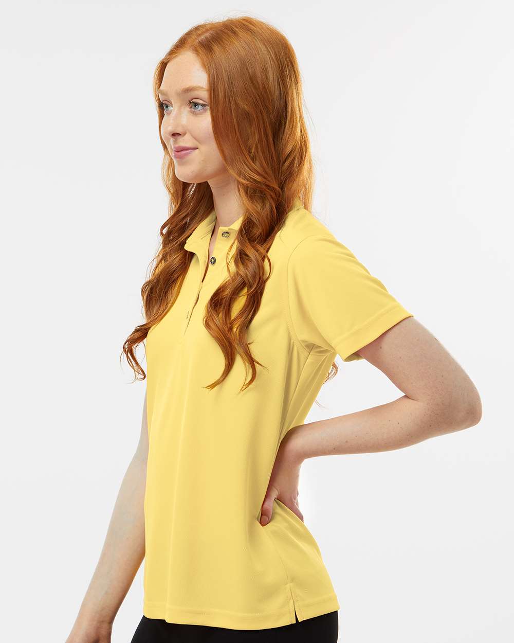 Women's Saratoga Performance Mini Mesh Polo - OnModelSide - B11271412 - Butter