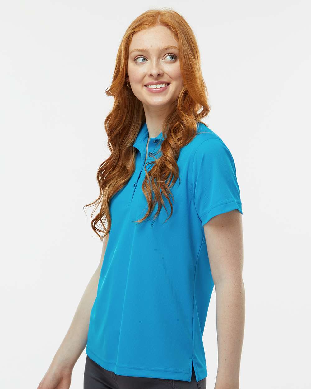 Women's Saratoga Performance Mini Mesh Polo - OnModelSide - B11271762 - Turquoise