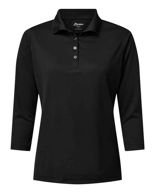 Women's Lady Palm Three-Quarter Sleeve Polo - Front - B11471502 - Black