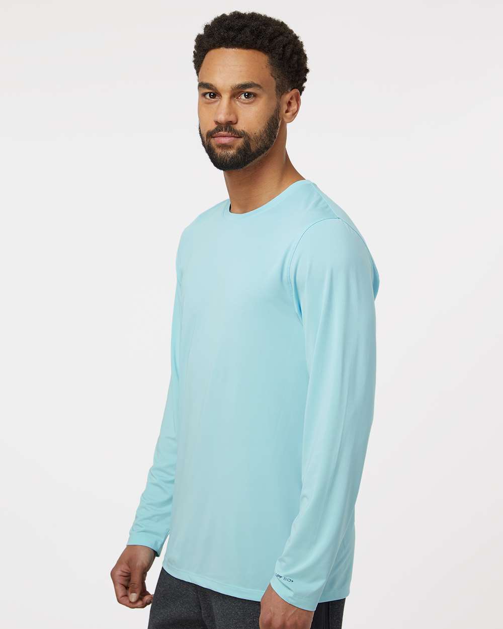 Unisex Aruba Extreme Performance Long Sleeve T-Shirt - OnModelSide - B12871172 - Aqua Blue