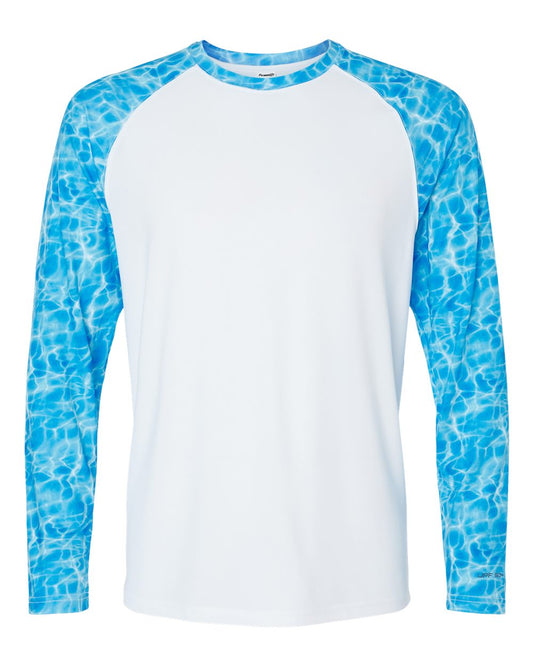 Men's Panama Colorblocked Long Sleeve T-Shirt - Front - B14371532 - Blue Water