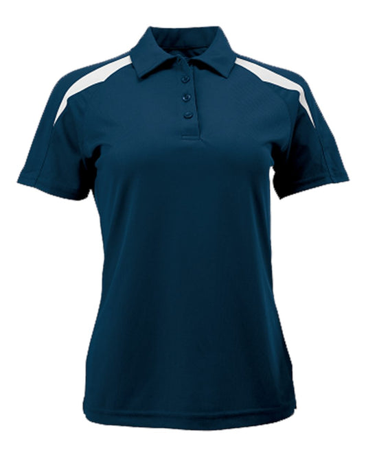 Women's Contrast Insert Mesh Polo - Front - B14471652 - Navy/ White