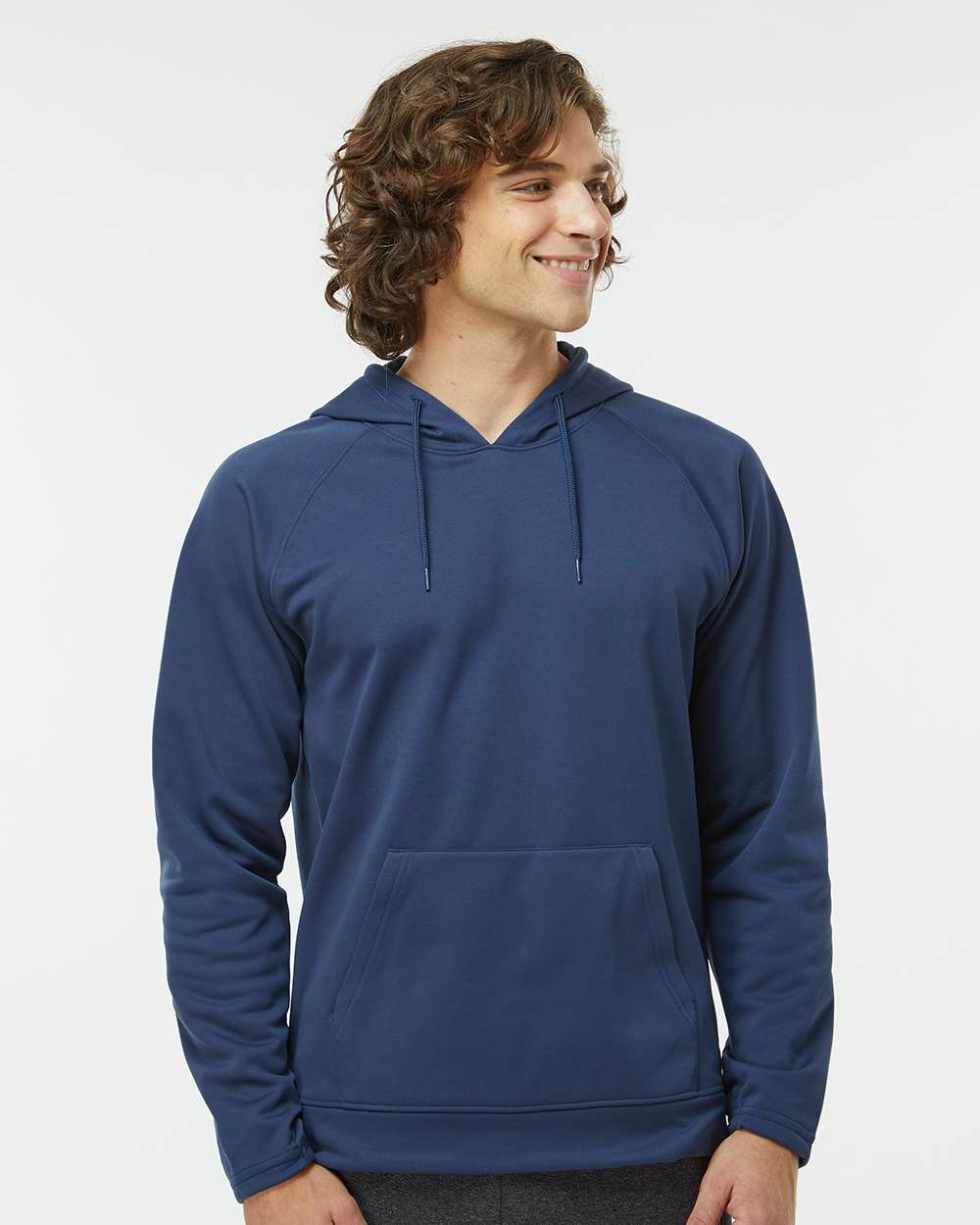 Unisex Vail Performance Fleece Hooded Sweatshirt - OnModelFront - B14971652 - Navy