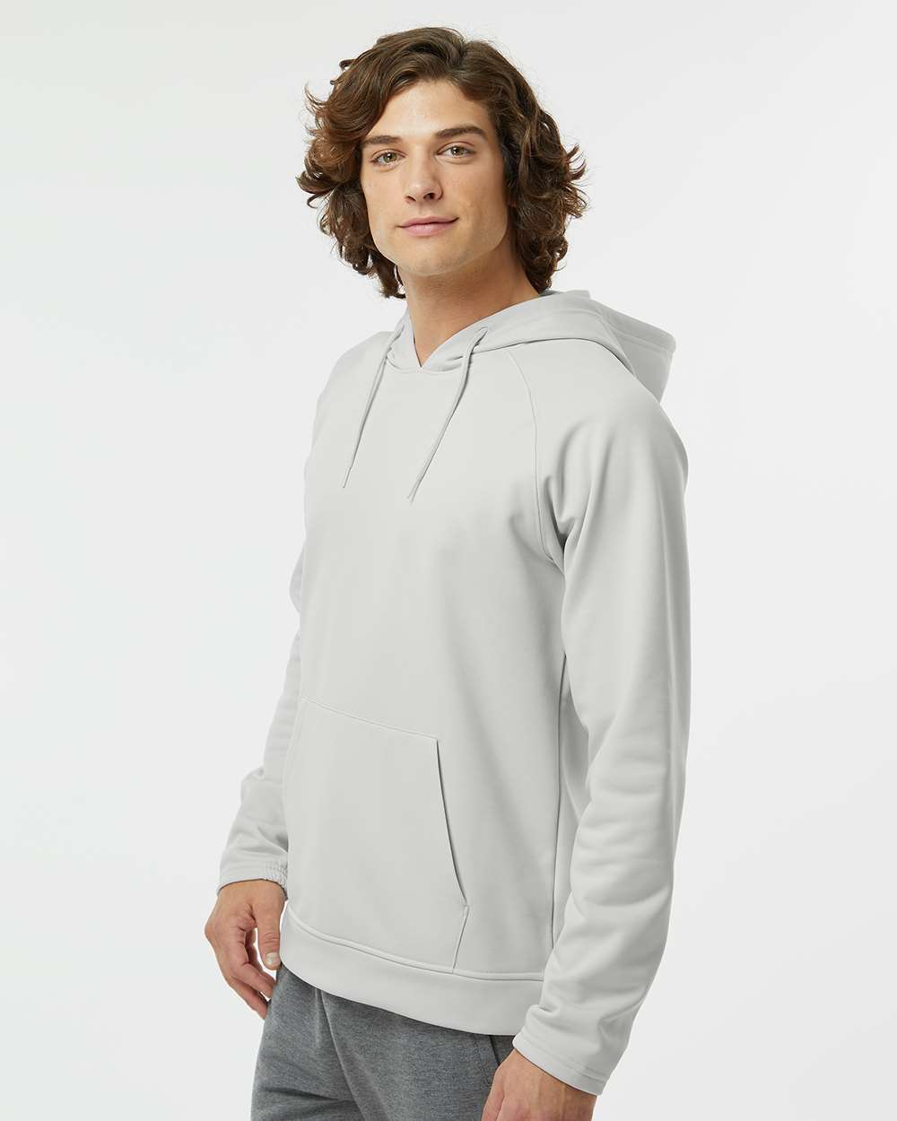 Unisex Vail Performance Fleece Hooded Sweatshirt - OnModelSide - B14971352 - Aluminum