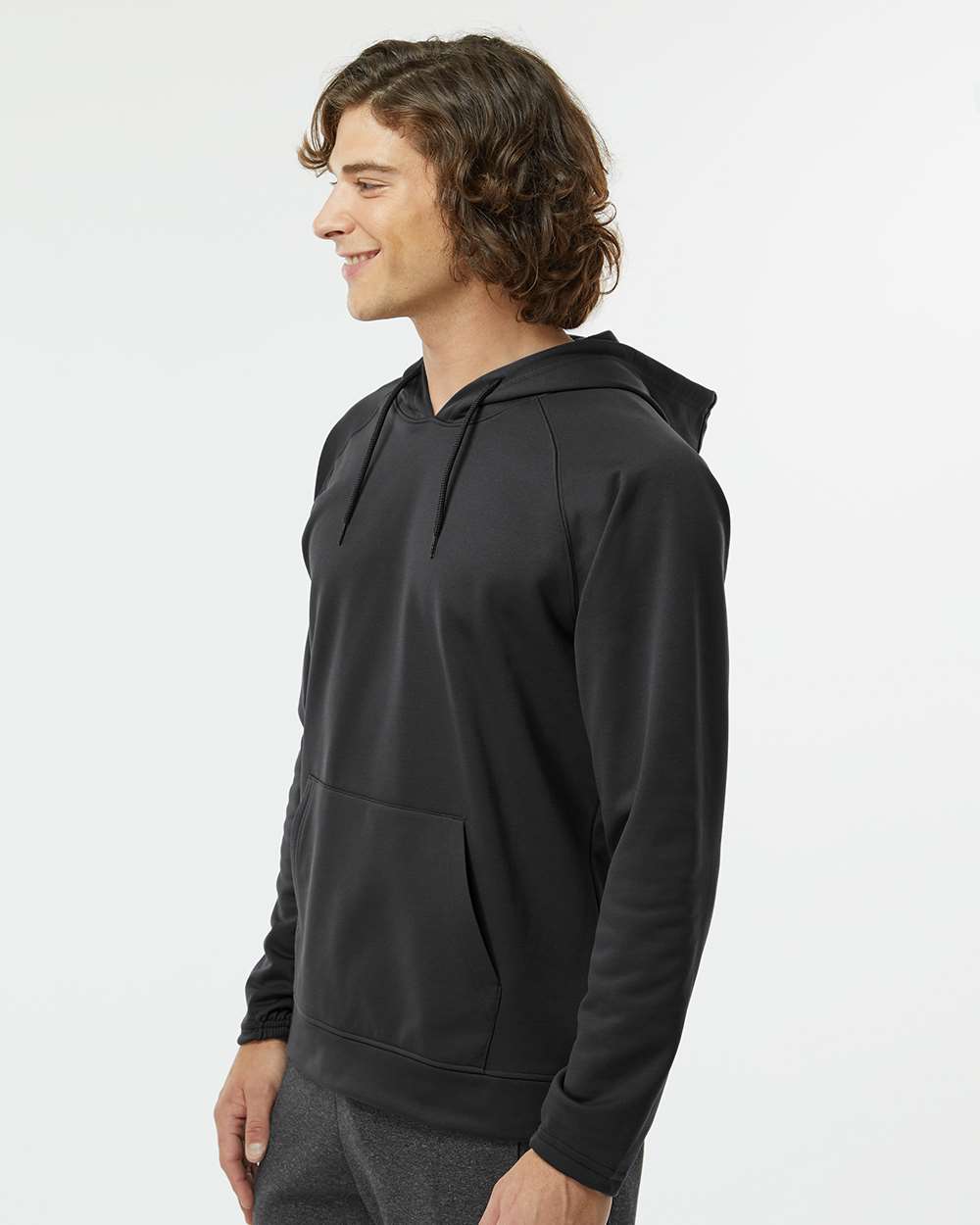 Unisex Vail Performance Fleece Hooded Sweatshirt - OnModelSide - B14971502 - Black