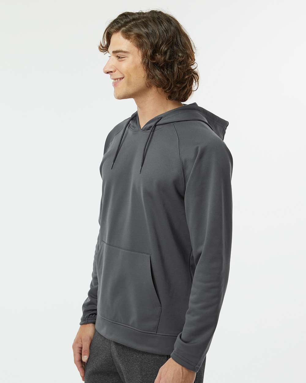 Unisex Vail Performance Fleece Hooded Sweatshirt - OnModelSide - B14971582 - Graphite