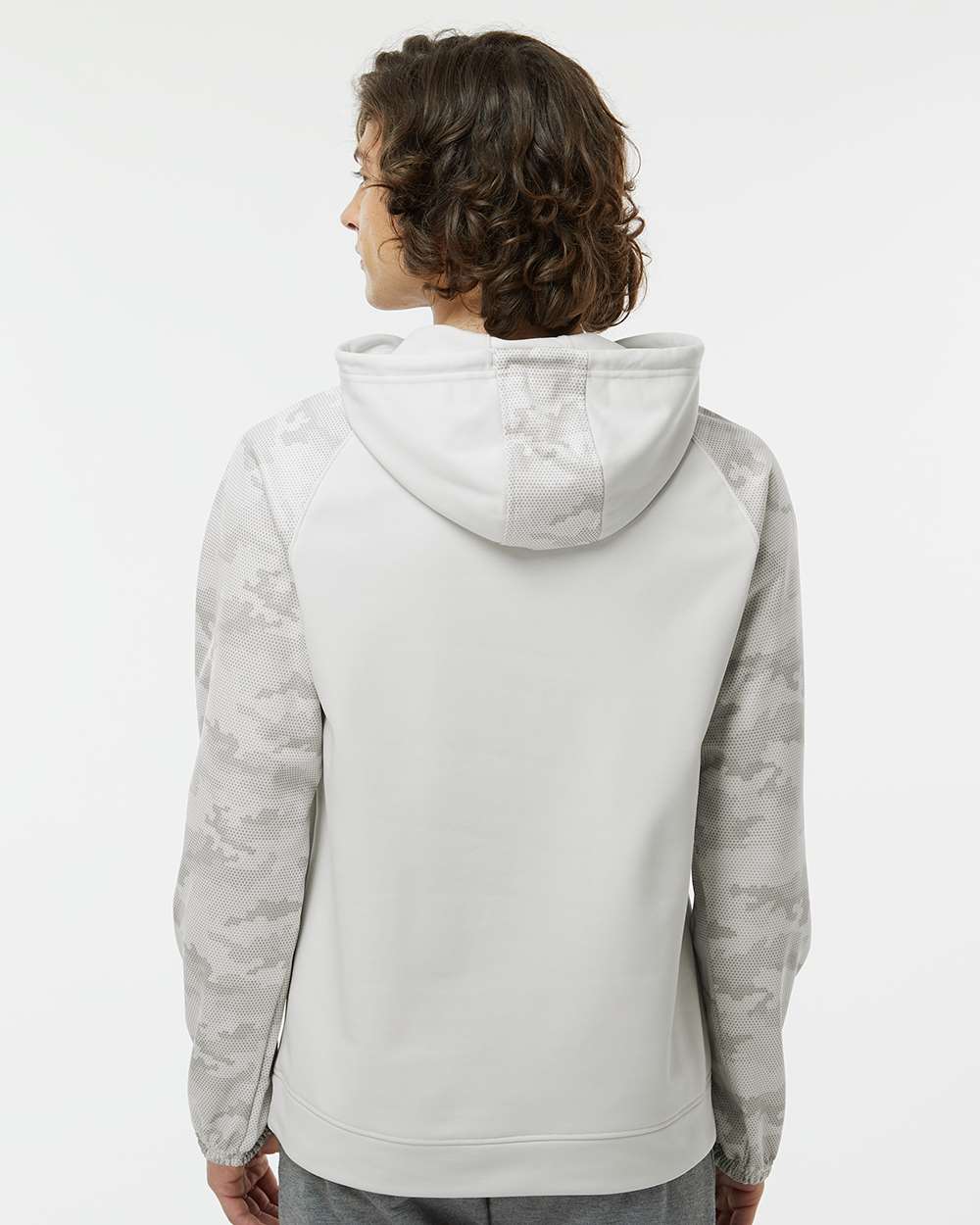 Unisex Tahoe Camo Fleece Hooded Sweatshirt - OnModelBack - B15071352 - Aluminum/ Grey