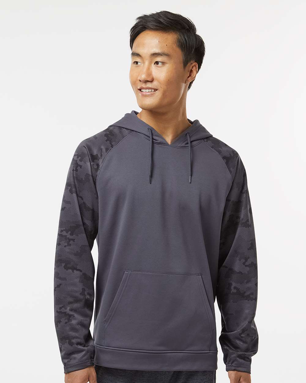 Unisex Tahoe Camo Fleece Hooded Sweatshirt - OnModelFront - B15071582 - Graphite