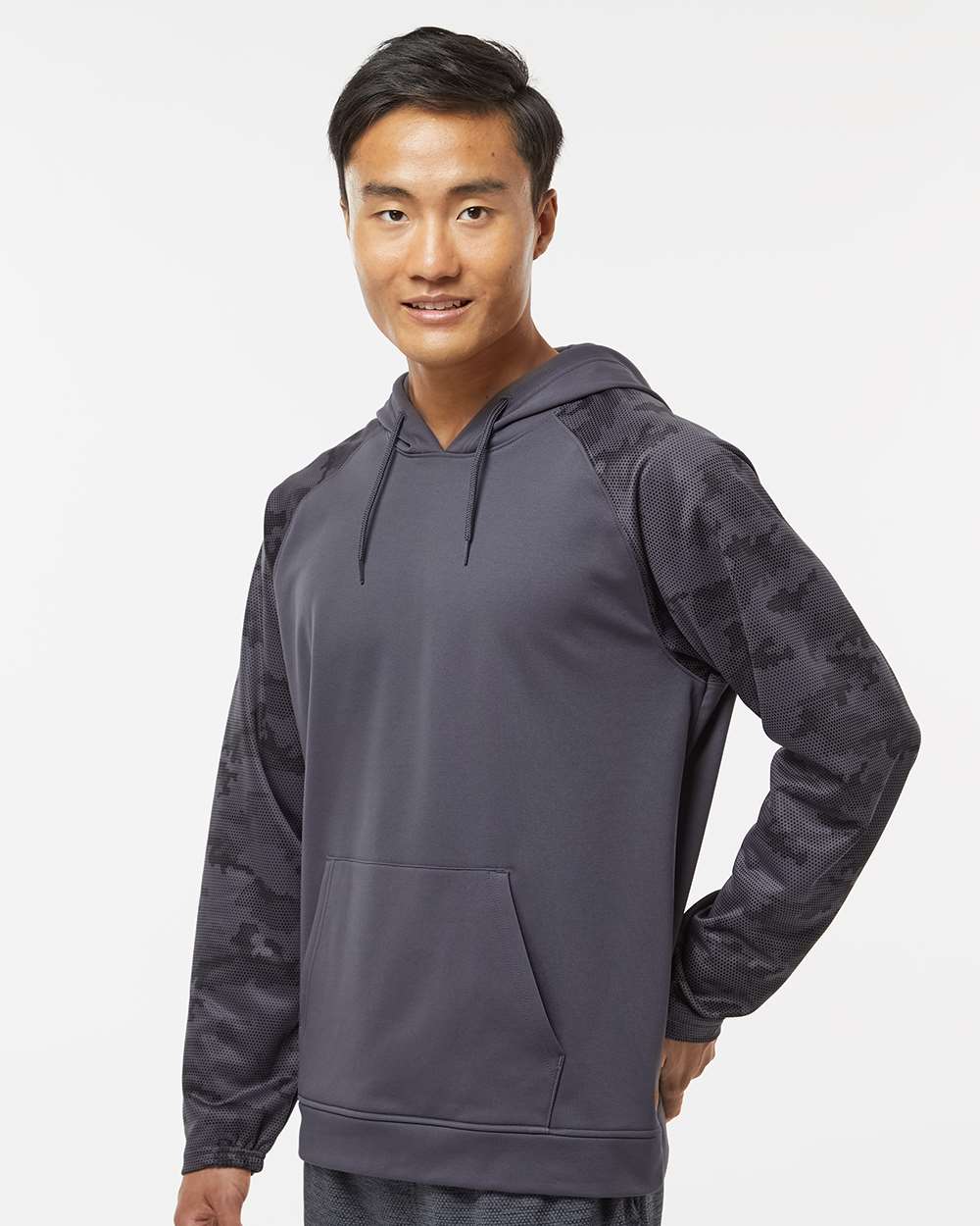 Unisex Tahoe Camo Fleece Hooded Sweatshirt - OnModelSide - B15071582 - Graphite