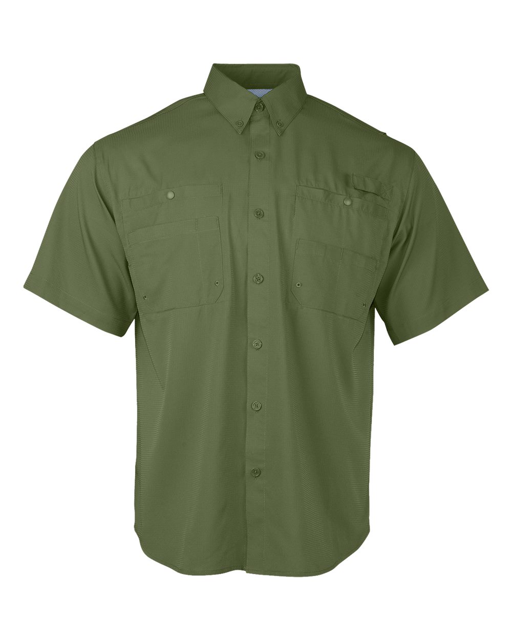 Men's Hatteras Performance Short Sleeve Fishing Shirt - Front - B15771543 - Olive Green