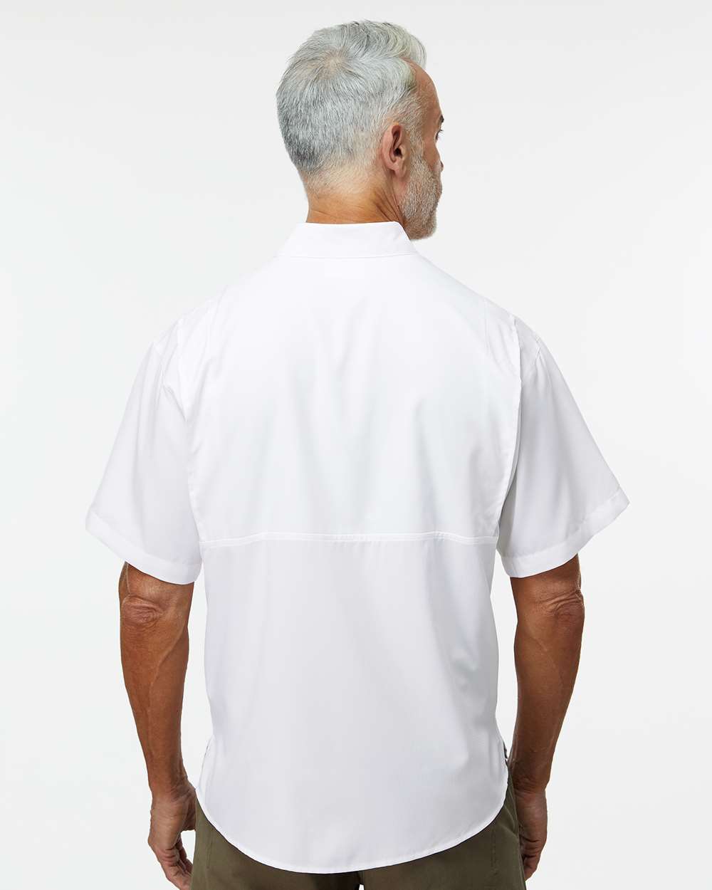 Men's Hatteras Performance Short Sleeve Fishing Shirt - OnModelBack - B15771003 - White